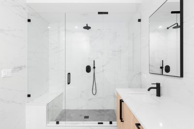 Walk-in Shower with Black Frame